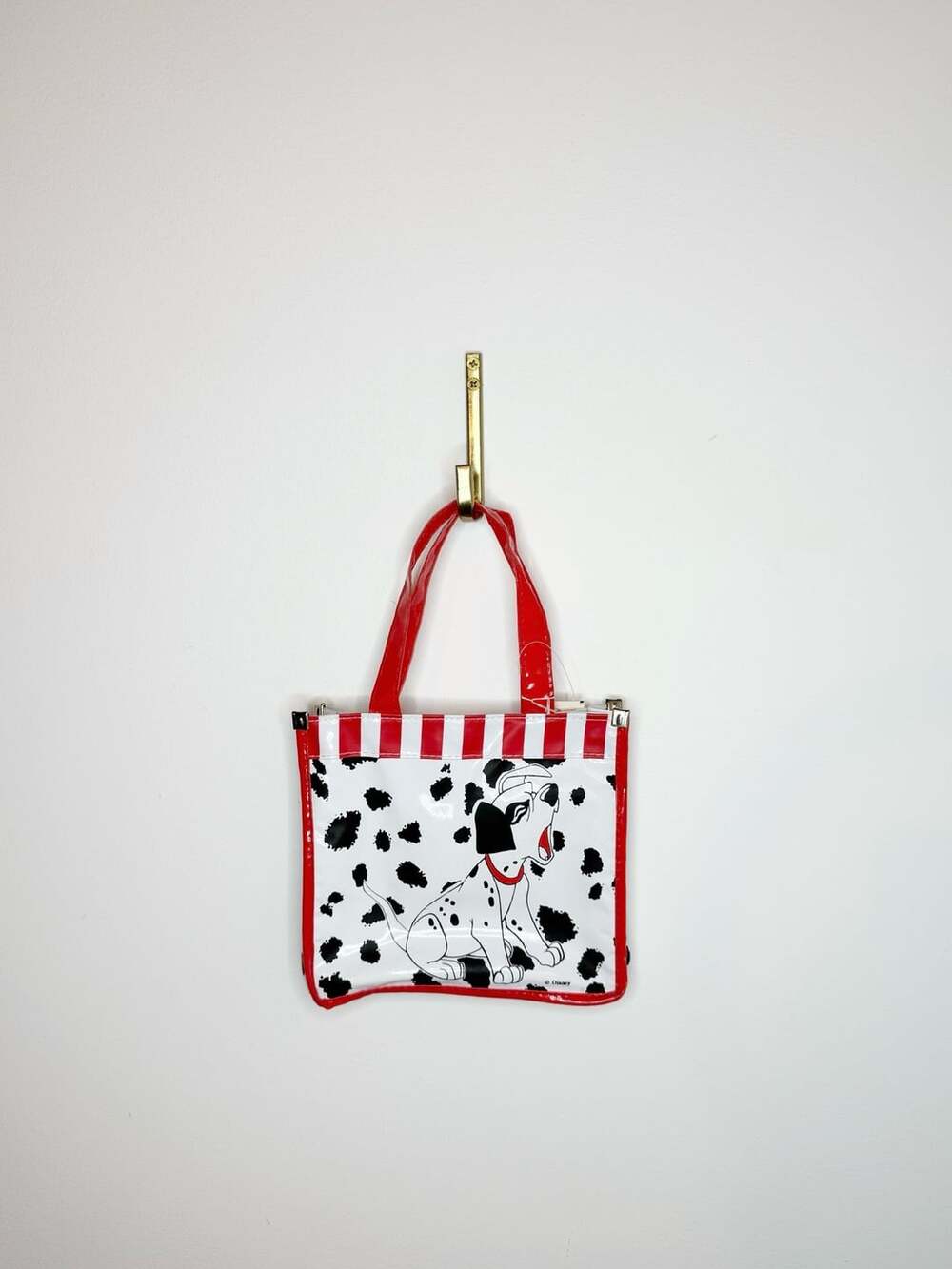 Vintage Walt Disney's 101 Dalmatians Red and White mini Vinyl Tote Bag NWT